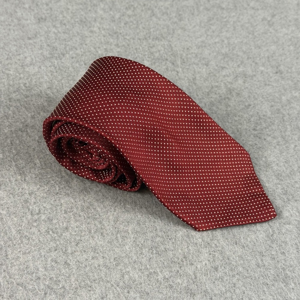 Vintage 1960s Christian Dior Red White Micro Dot Silk Necktie 54x3.1" France